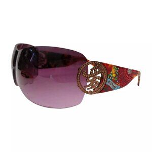 Ed Hardy EHS 024 Tortoise Shield Rimless Floral Design Sunglasses 0270